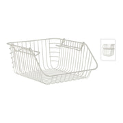Basket Metal White, Stackable Storage, Minimalist Design