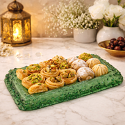 Handmade Rectangular Long Plate 40x25 cm Green Glass
