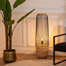Anea Nat NFeet Floor Lamp, Beech Wood, Metal, and Rattan
