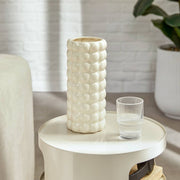 "Sky" Vase - Glazed Dolomite Cylinder with Sculpted Spheres