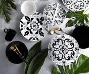 FLORENCE Dinner Set 18pc — Porcelain & Ceramic, 6-Person, Black & White