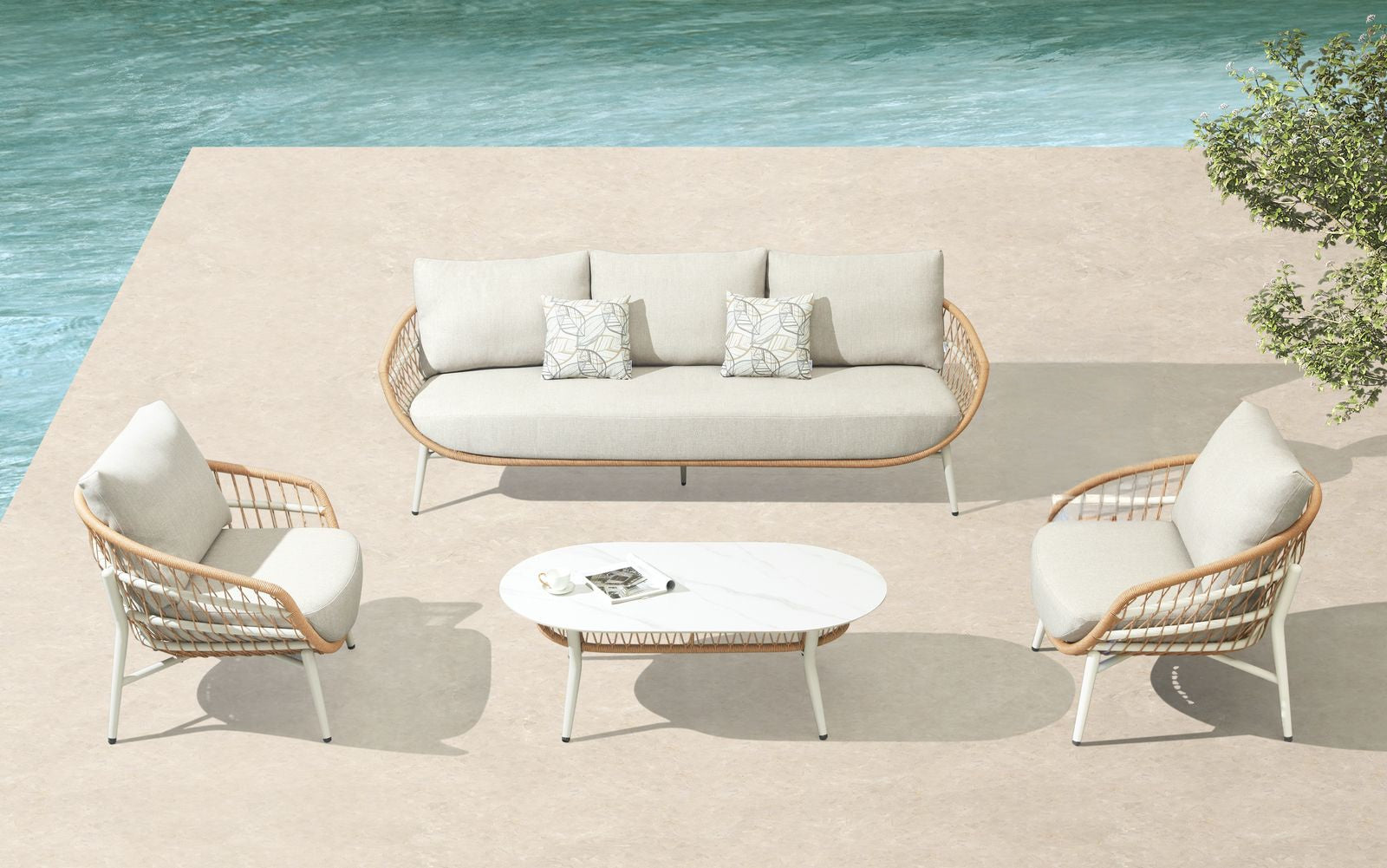 Vasca Outdoor Set 5 Seaters Hand-Woven Rope Lounge Garden Set