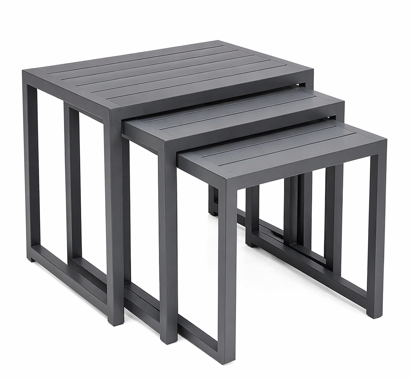 Aluminum 3-Piece Nesting Coffee Table Set White