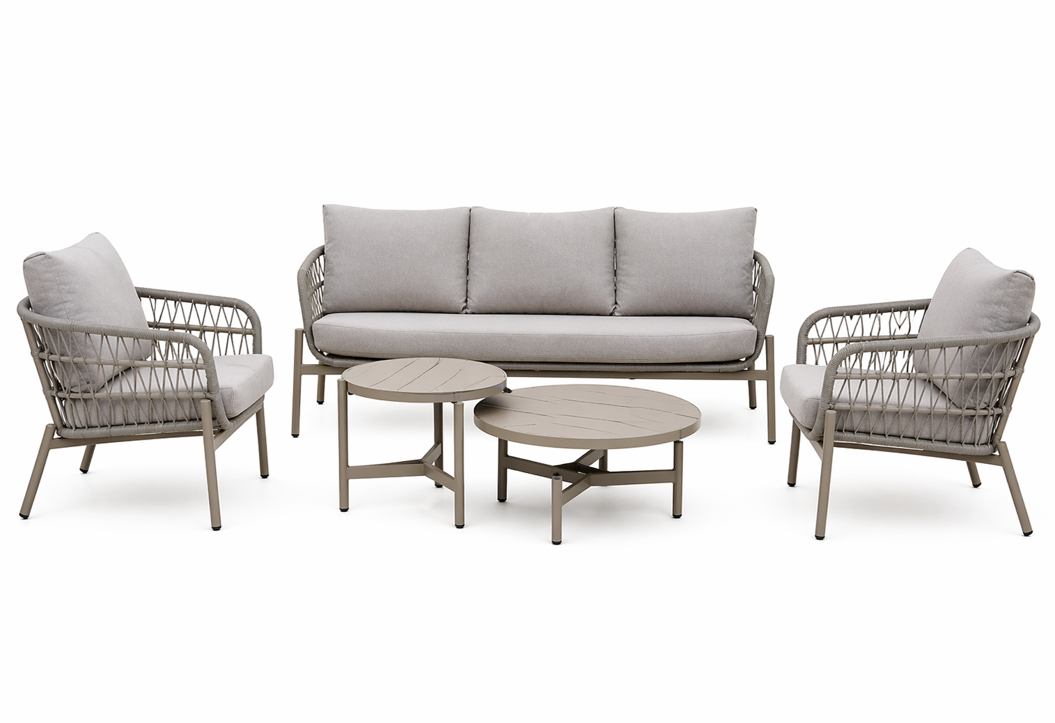 Modern Outdoor Lounge Set with Ceramic Tables