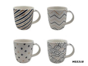 Porcelain Mug with Black & Beige Designs
