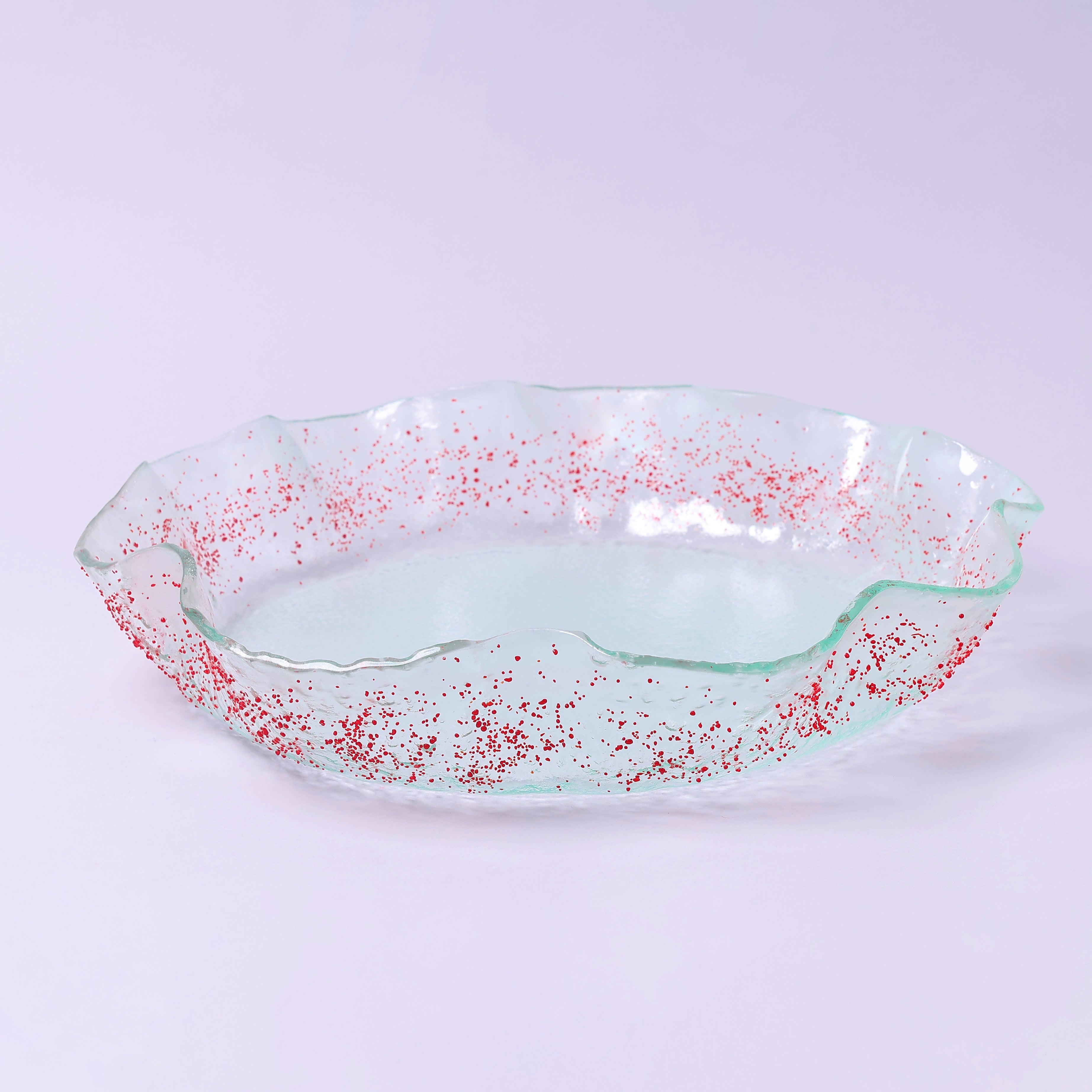 Handmade Glass Serving Plate with Colorful Pattern (2)