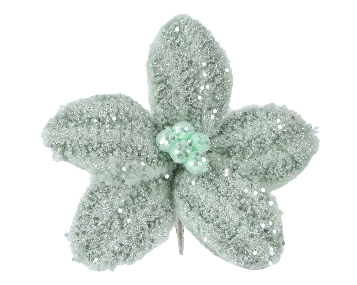 Poinsettia On Clip Faux Fur - Glittered Clip Flower, D18 & D28 cm