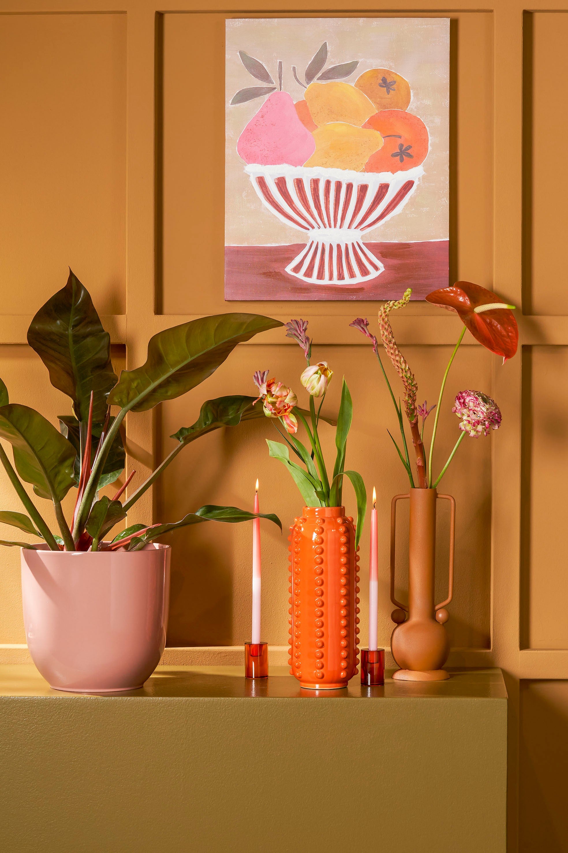 Boaz Orange Vase with Wavy Design for Modern Interiors