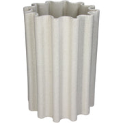 Stoneware Vase White Fluted Ceramic D22.5 x H33 or H50 cm
