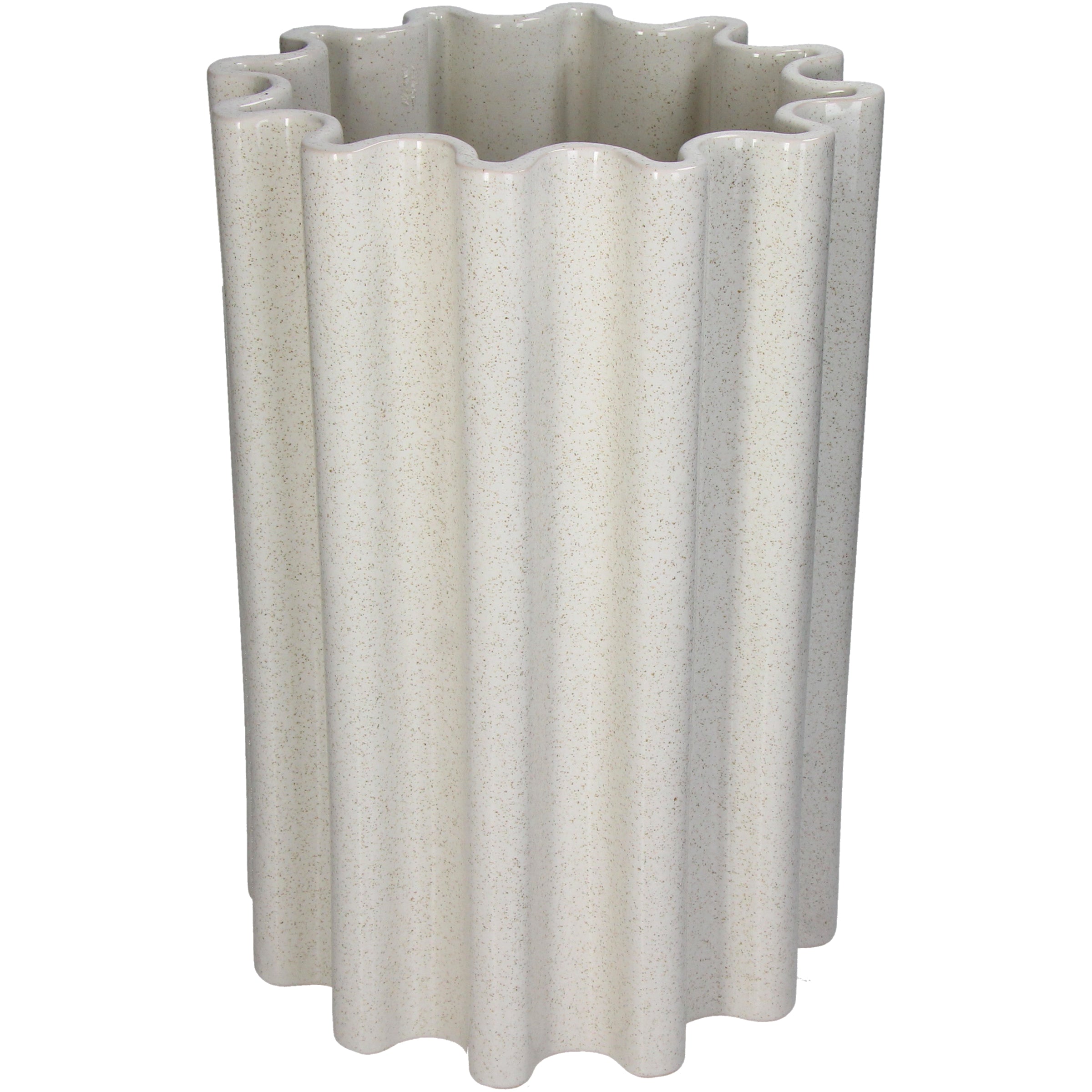 Stoneware Vase White Fluted Ceramic D22.5 x H33 or H50 cm