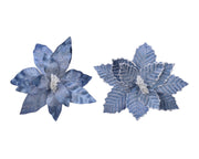 Poinsettia on Clip Frost Velvet - 34cm Christmas Decoration Clip