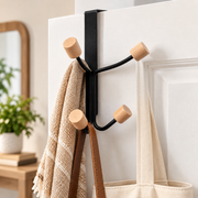 Black Metallic Over-the-Door Hanger with 4 Hooks