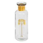CLEAR GLASS BOTTLE VASE WITH GOLDEN PATTERNS