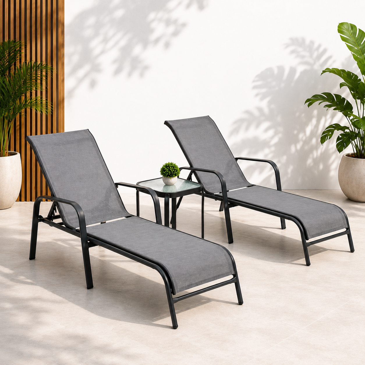 Outdoor Sun Lounger – Steel & Textiline