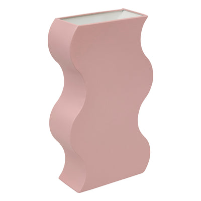 Chéri Vase — Pink Wavy Steel Indoor Decorative Vase 21x8x35 cm