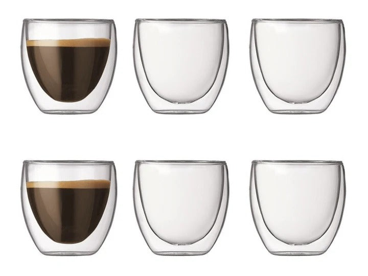 Double Glass Coffee Cups 6 pcs Set