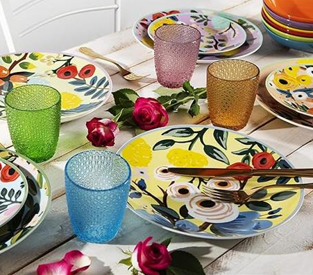 FIORI FRIDA 18 PCS Dinner Set - Elegant Porcelain and Stoneware