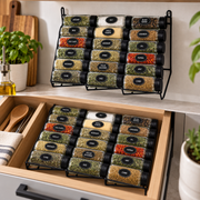 18-Piece Glass Spice Jar Set with Metal Rack & Labels