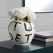 Letter Vase, Modern White Ceramic Decorative Accent for Home
