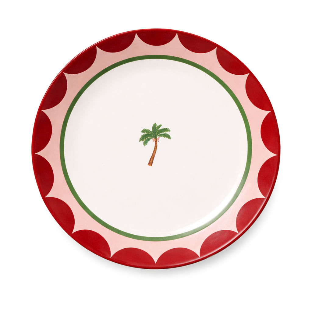 Handmade 26 cm Porcelain Dinner Plate with Sun Design