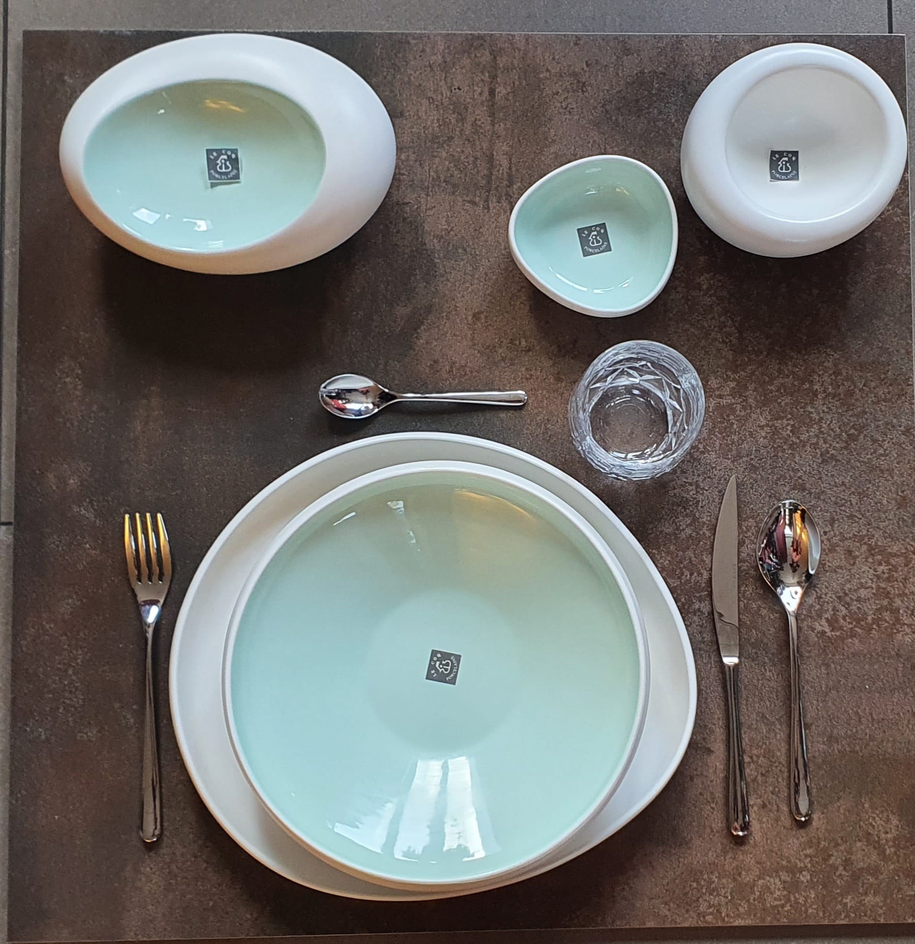 Matt White and Aquamarine Oval Gourmet Bowl Porcelain Serveware 20x15cm