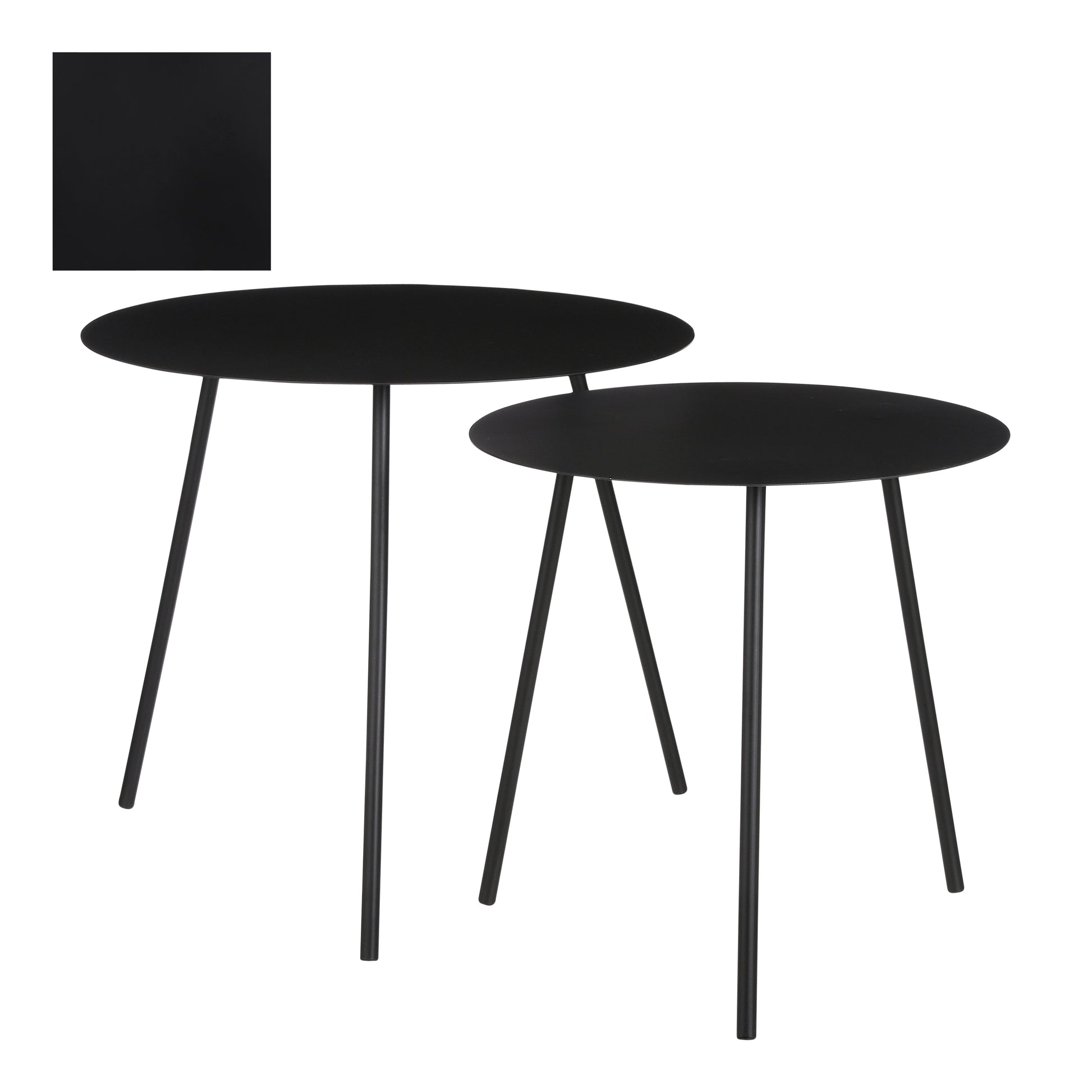 Pontus Modern Black Metal Side Tables - Set of 2