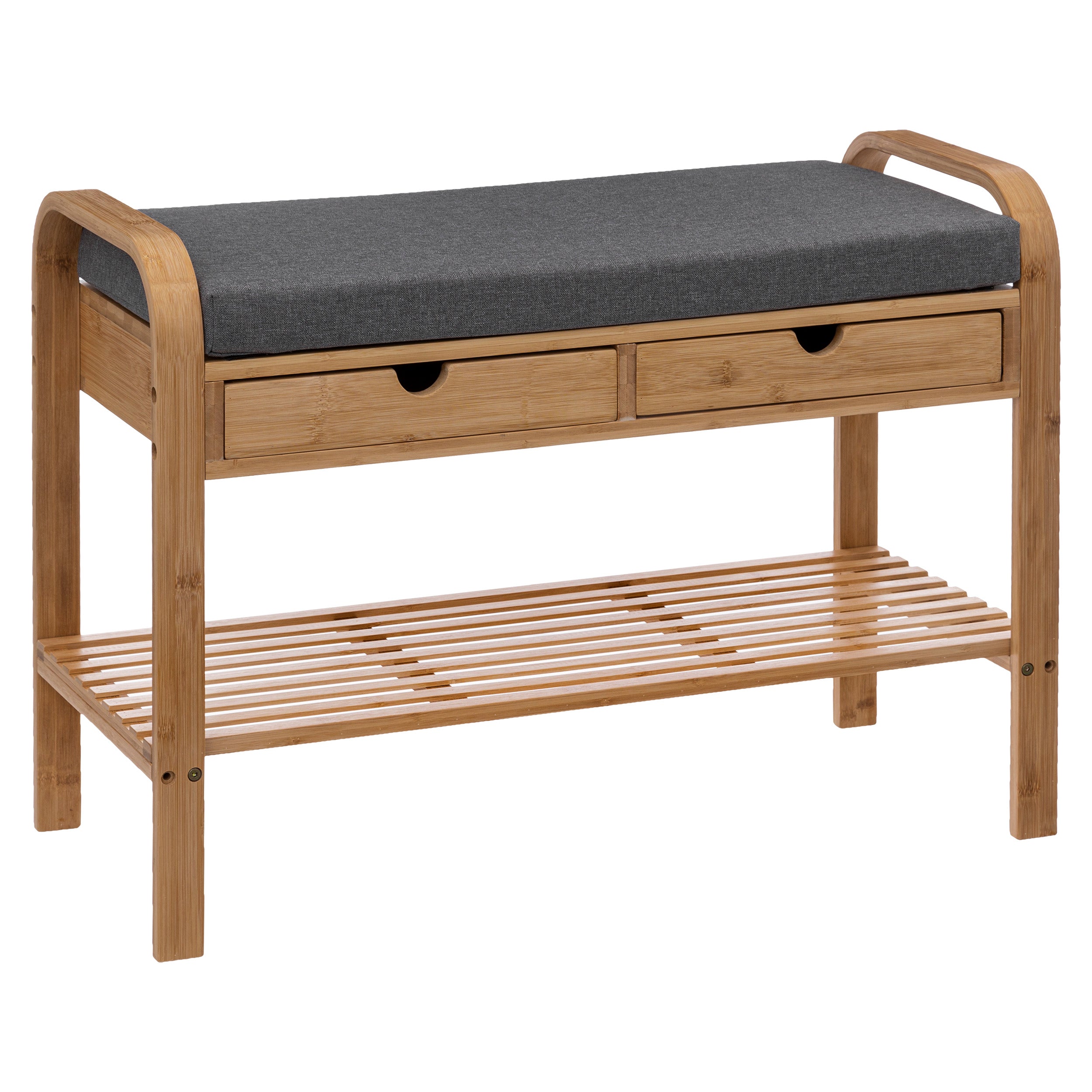Bamboo Shoe Rack + Bench with Removable Cushion