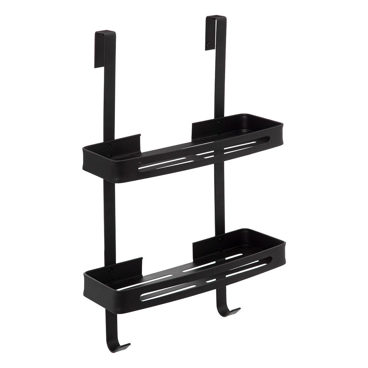 2-Tier Shower Trolley with Adhesive Stick, Black