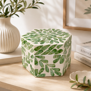 Hexagon Box with Floral Capiz – 36 × 32 cm