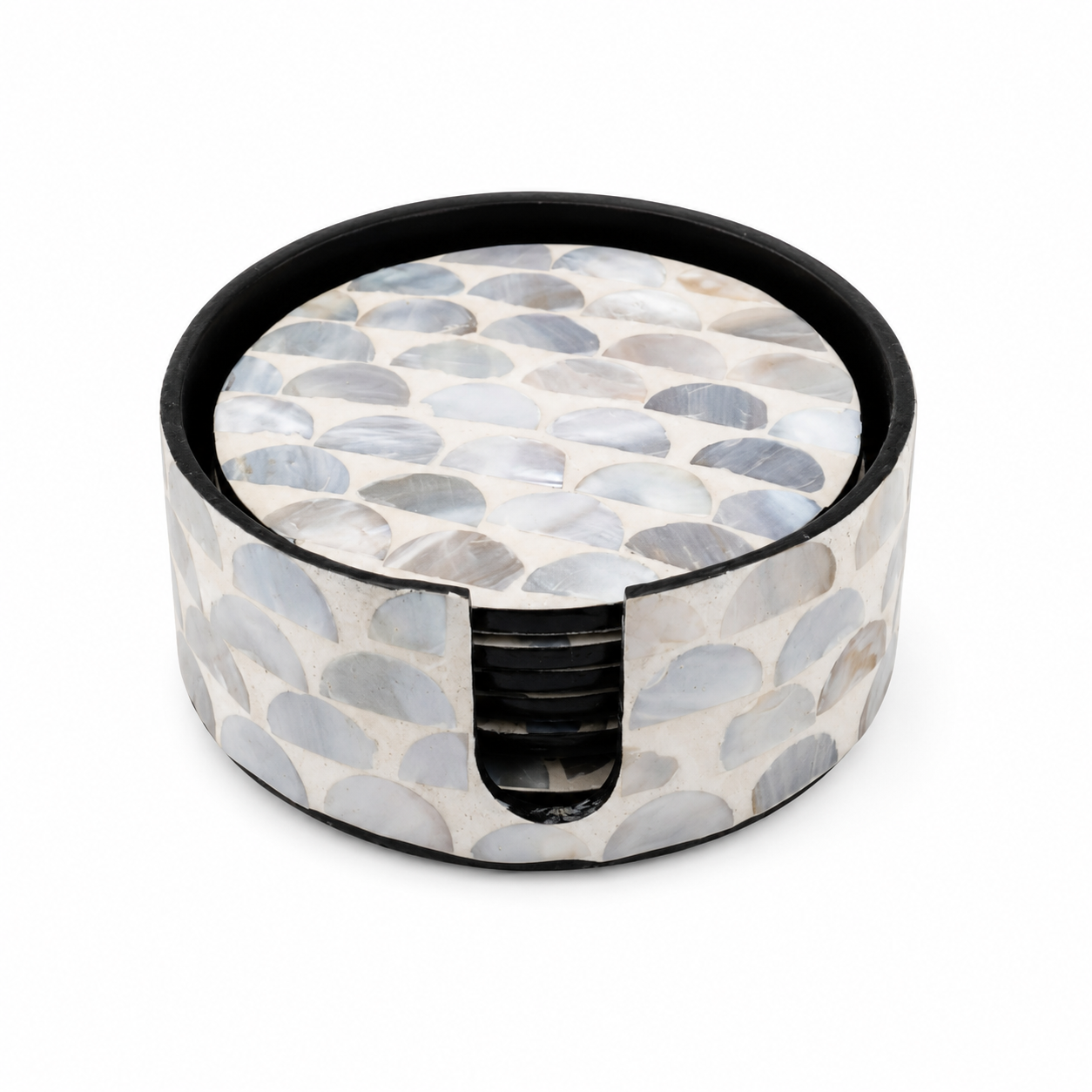 Set of 6 Blue Mosaic Coasters – Ø10 cm