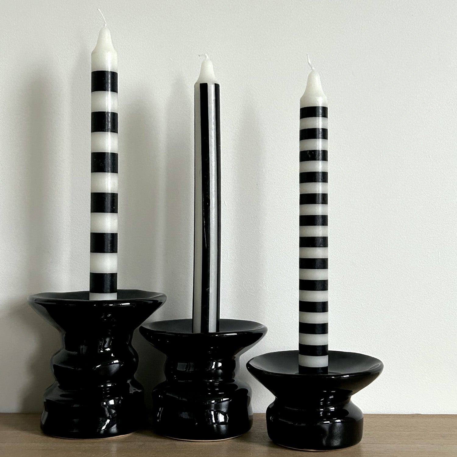 Padre Candle Stick Set 3 Pcs Modern Black Ceramic Candle Holders