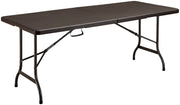 Brown Folding Table Rattan-Effect Heavy Duty - 120x60cm & 180x75cm