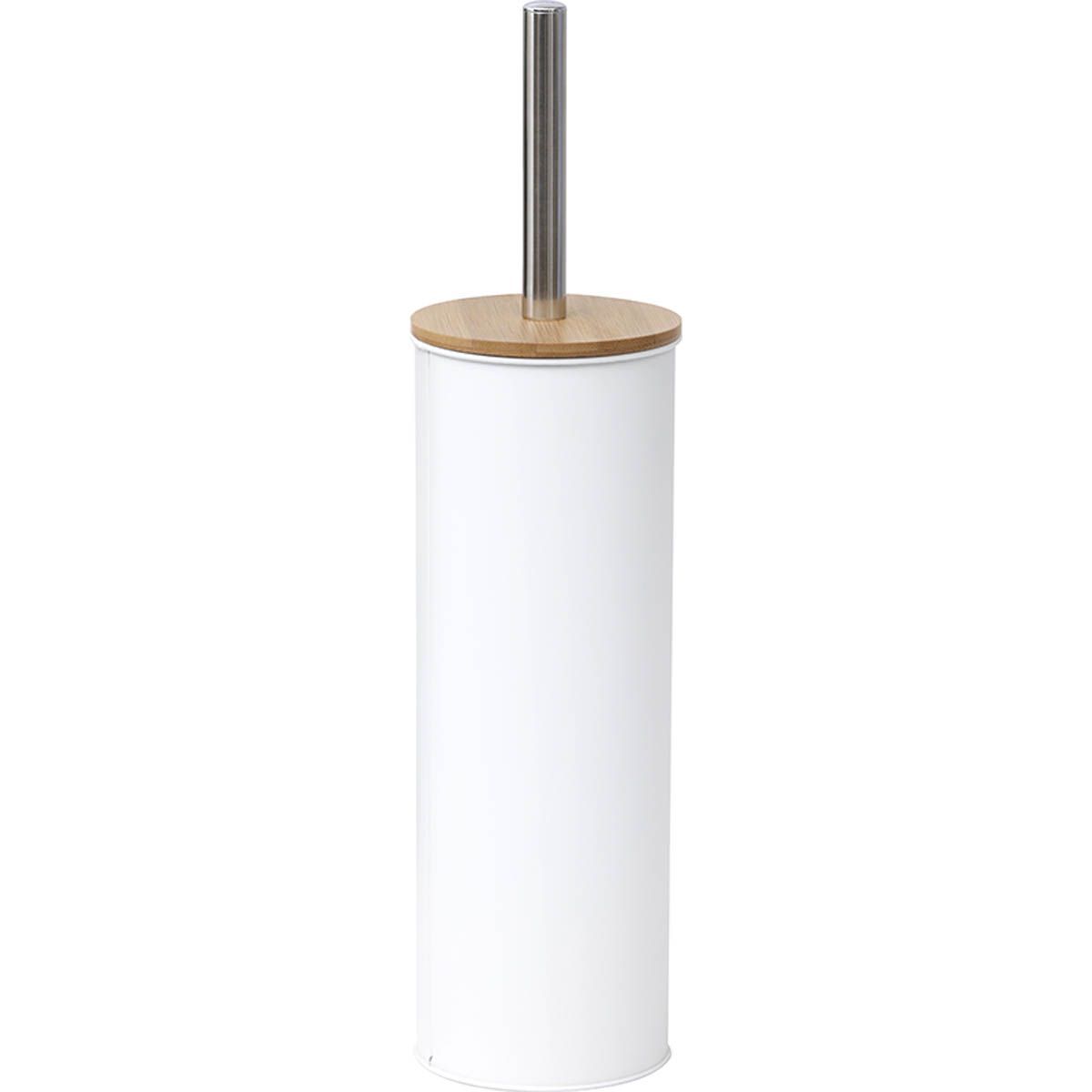 Toilet Brush with Bamboo Cover Modern Metal Bathroom Accessory