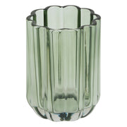 Toothbrush Holder Florea – Ribbed Green Glass Tumbler, D 7.7 x H 11 cm