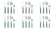 MANDALA 24 PCS Light Blue Cutlery Set - Stainless Steel