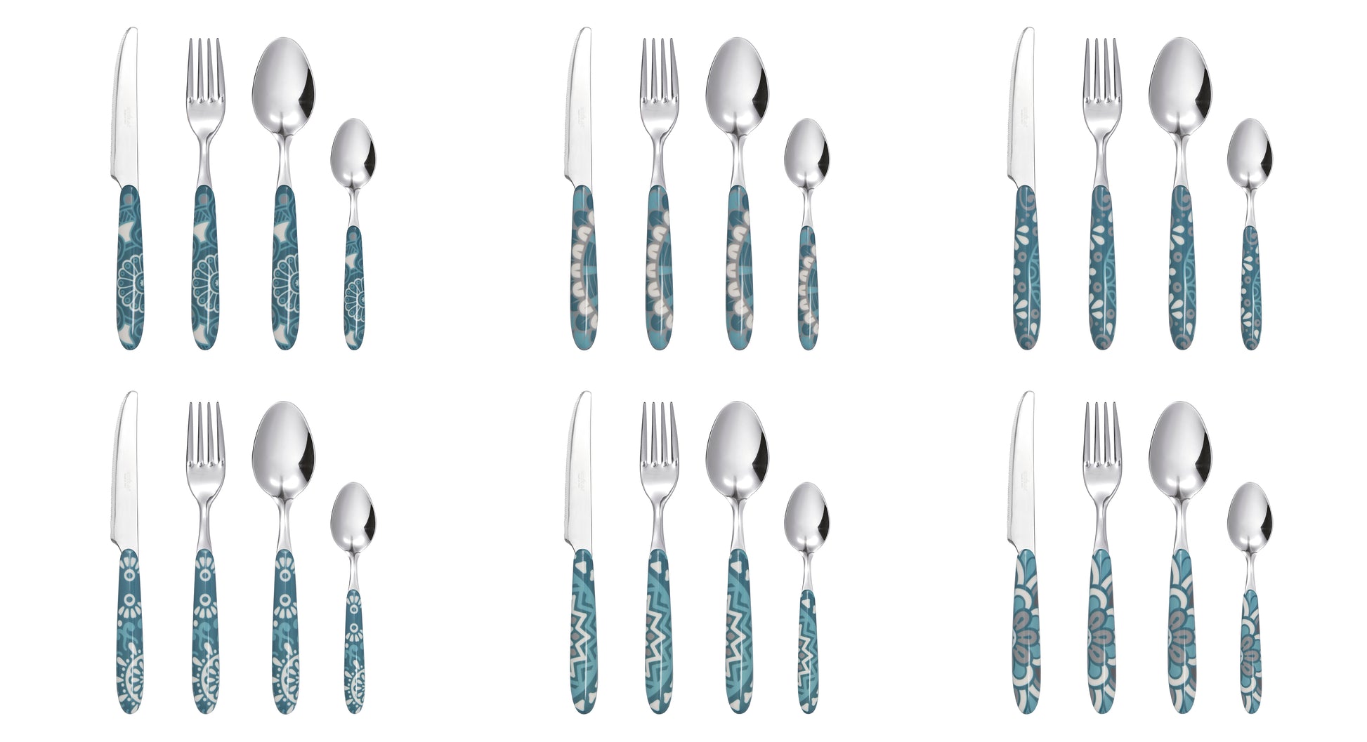 MANDALA 24 PCS Light Blue Cutlery Set - Stainless Steel