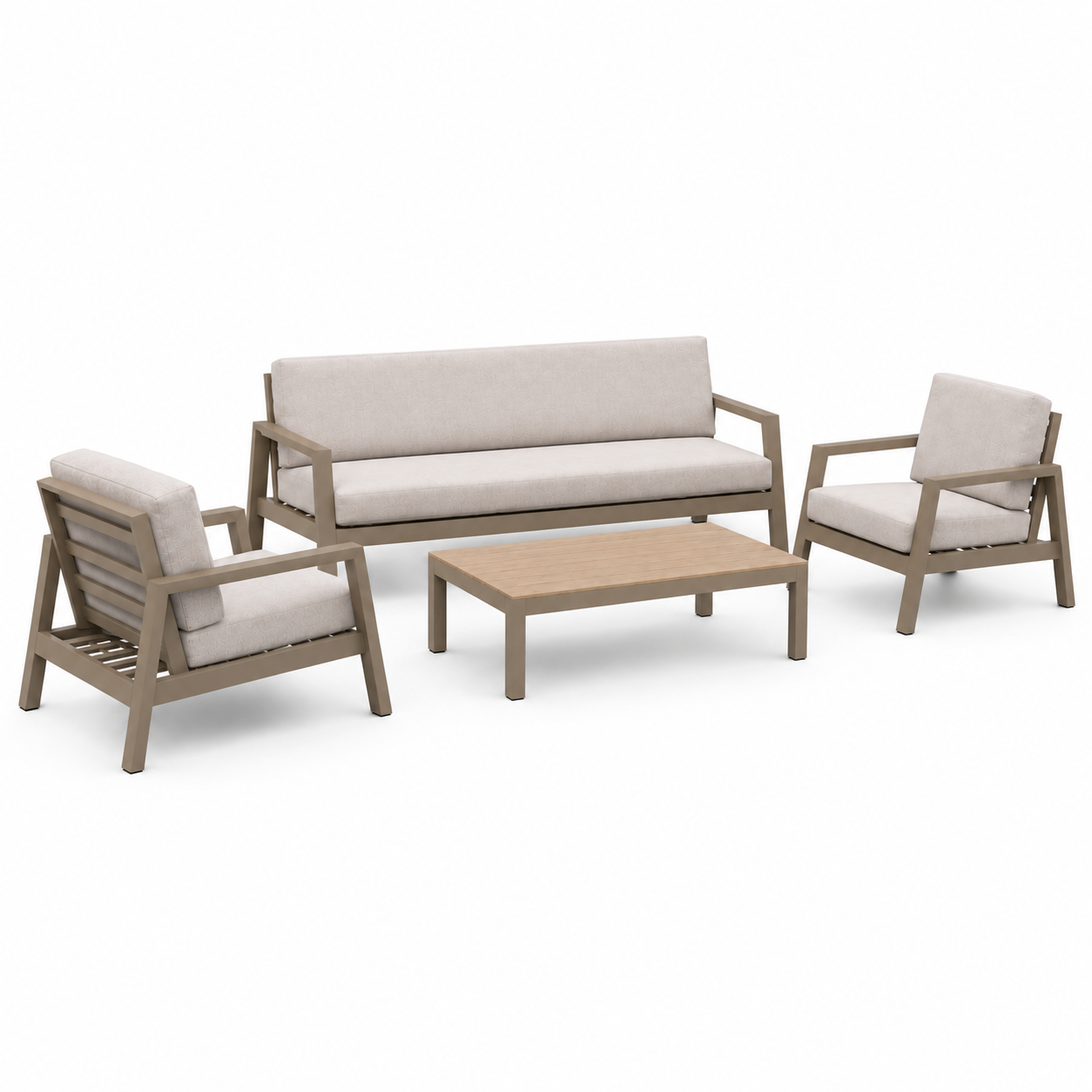 OUTDOOR ALUMINUM SET 3+1+1 WITH TABLE