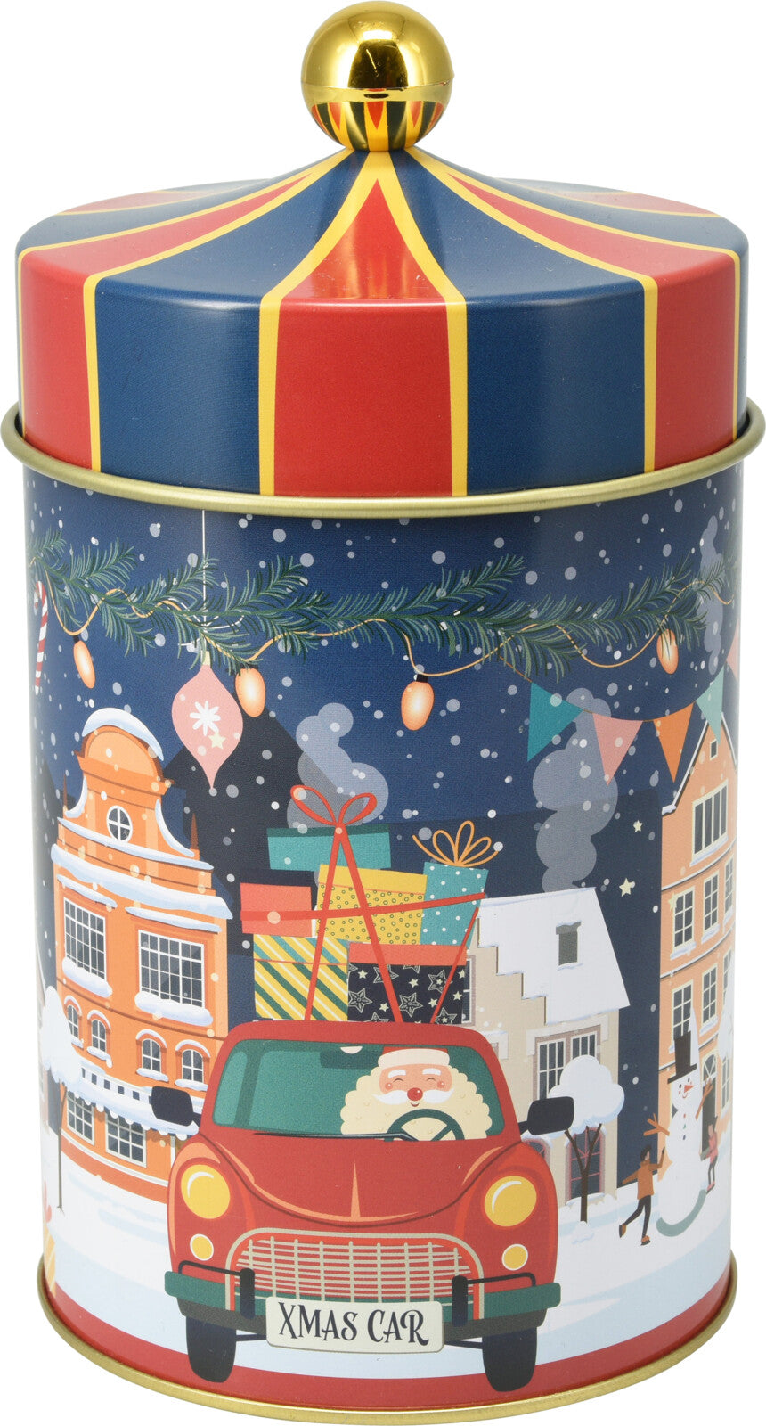 STORAGE TIN Christmas Decorative Metal Canister Ø10 x H18 cm