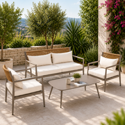 Steel Outdoor Lounge Set 2+1+1 with Coffee Table