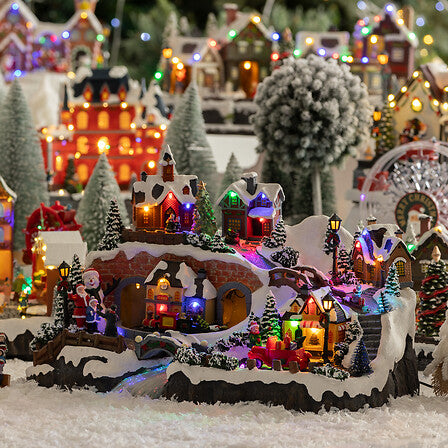Santa and Children Village Scene — 25 LED Musical Moving Display