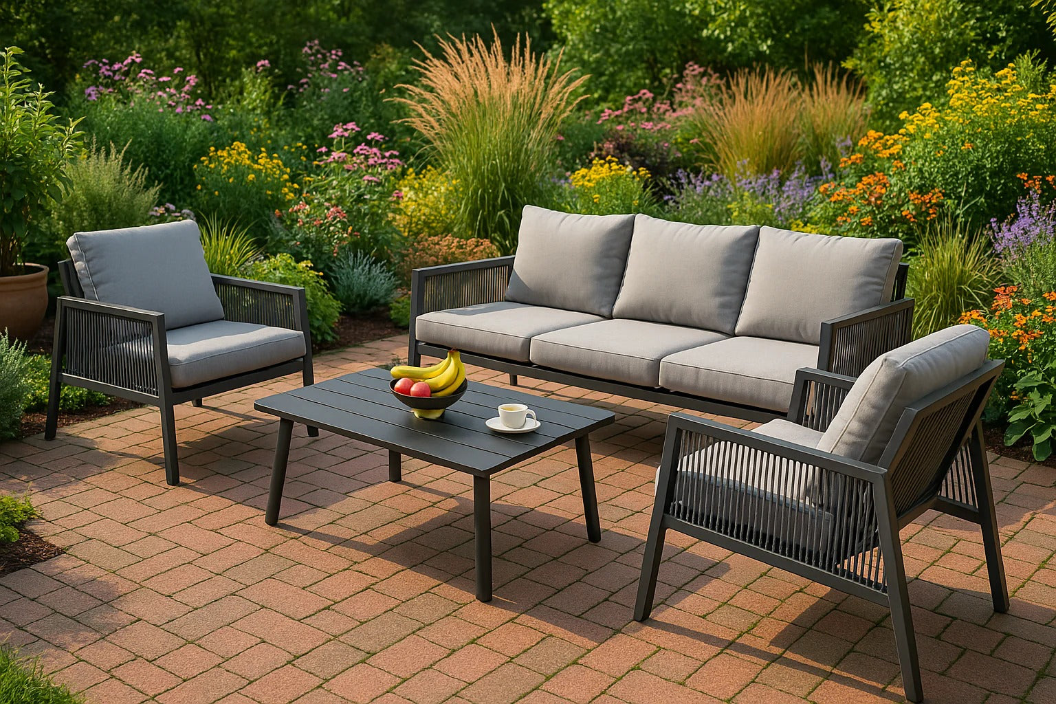 Porto Sofa Set Modern Aluminum Outdoor Lounge Set with Cushions