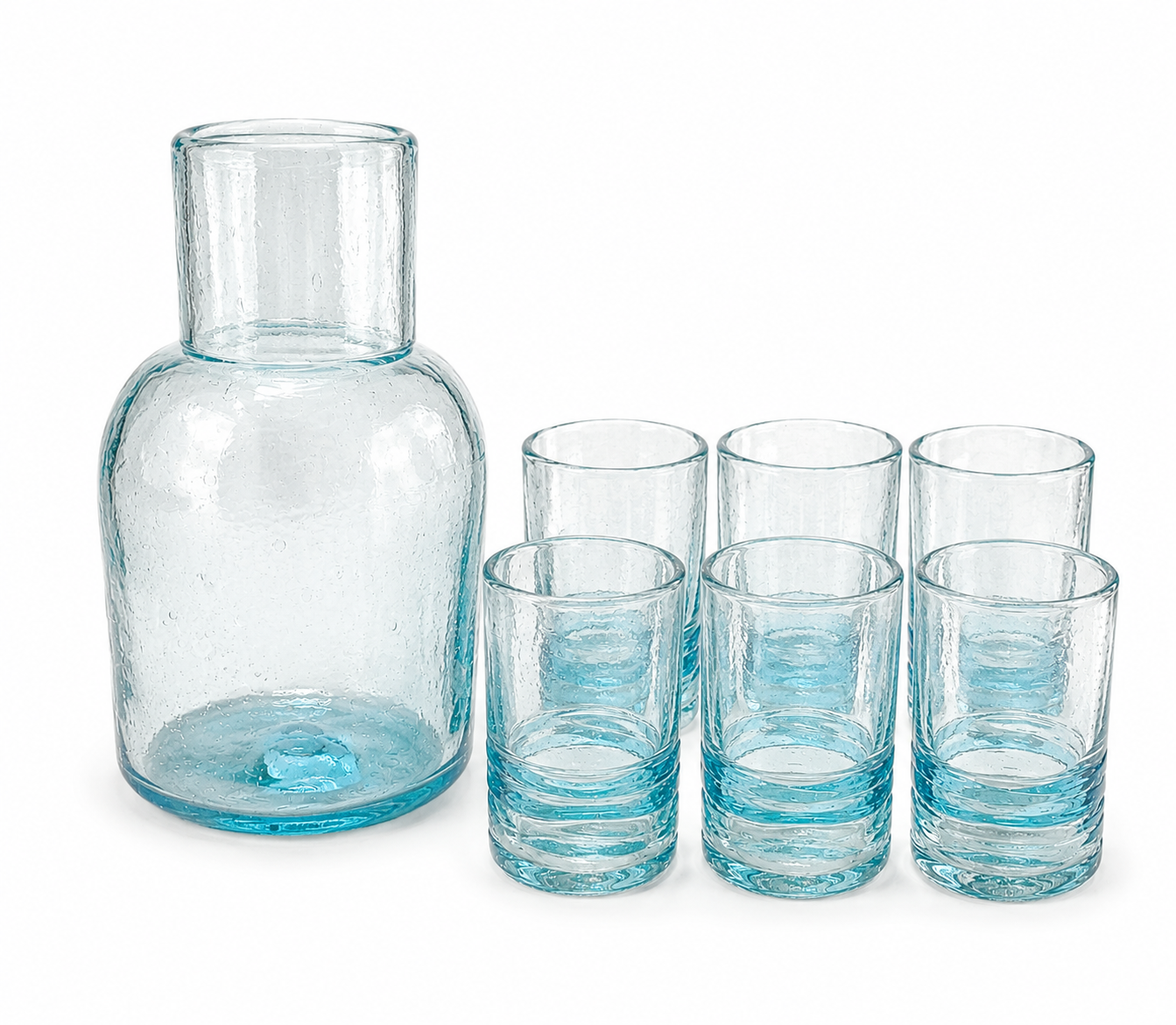 Handmade Glass Carafe with 6 Liqueur Cups Set – Carafe 23 cm