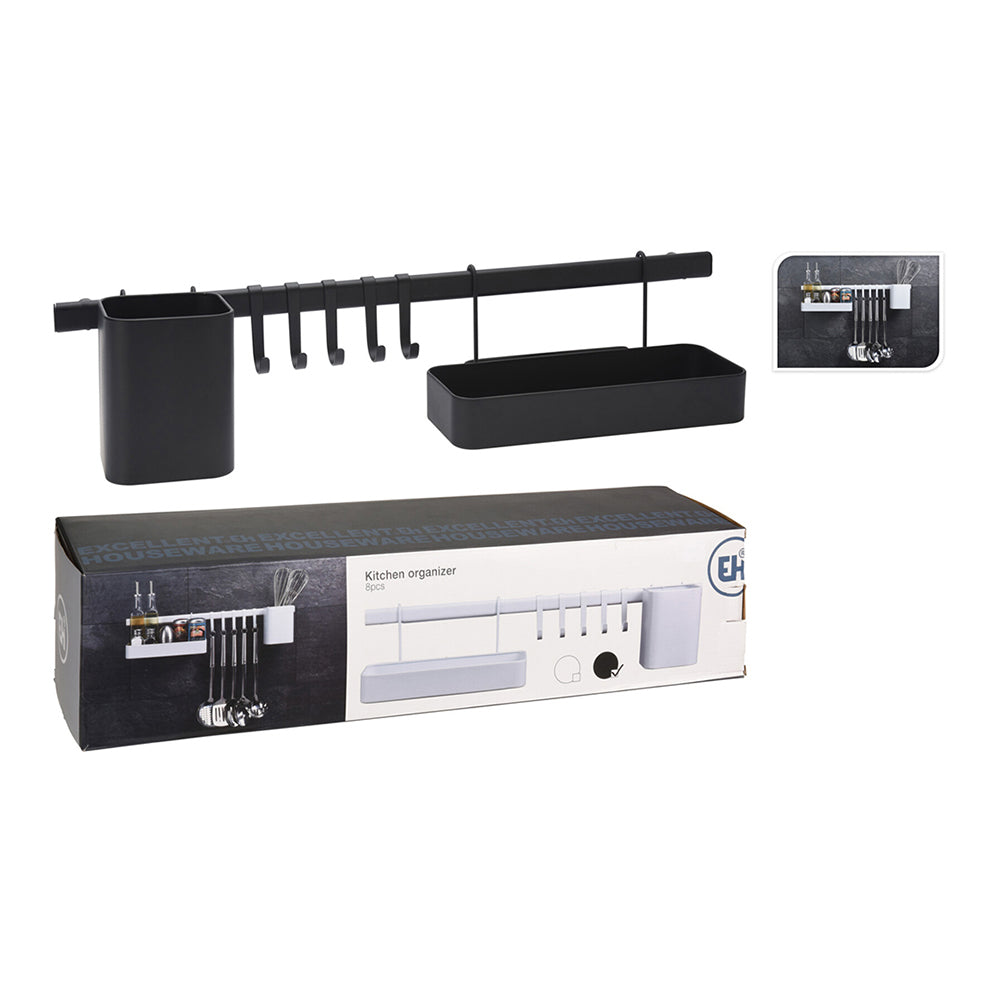 Kitchen Organizer 8-Piece Black Metal Set