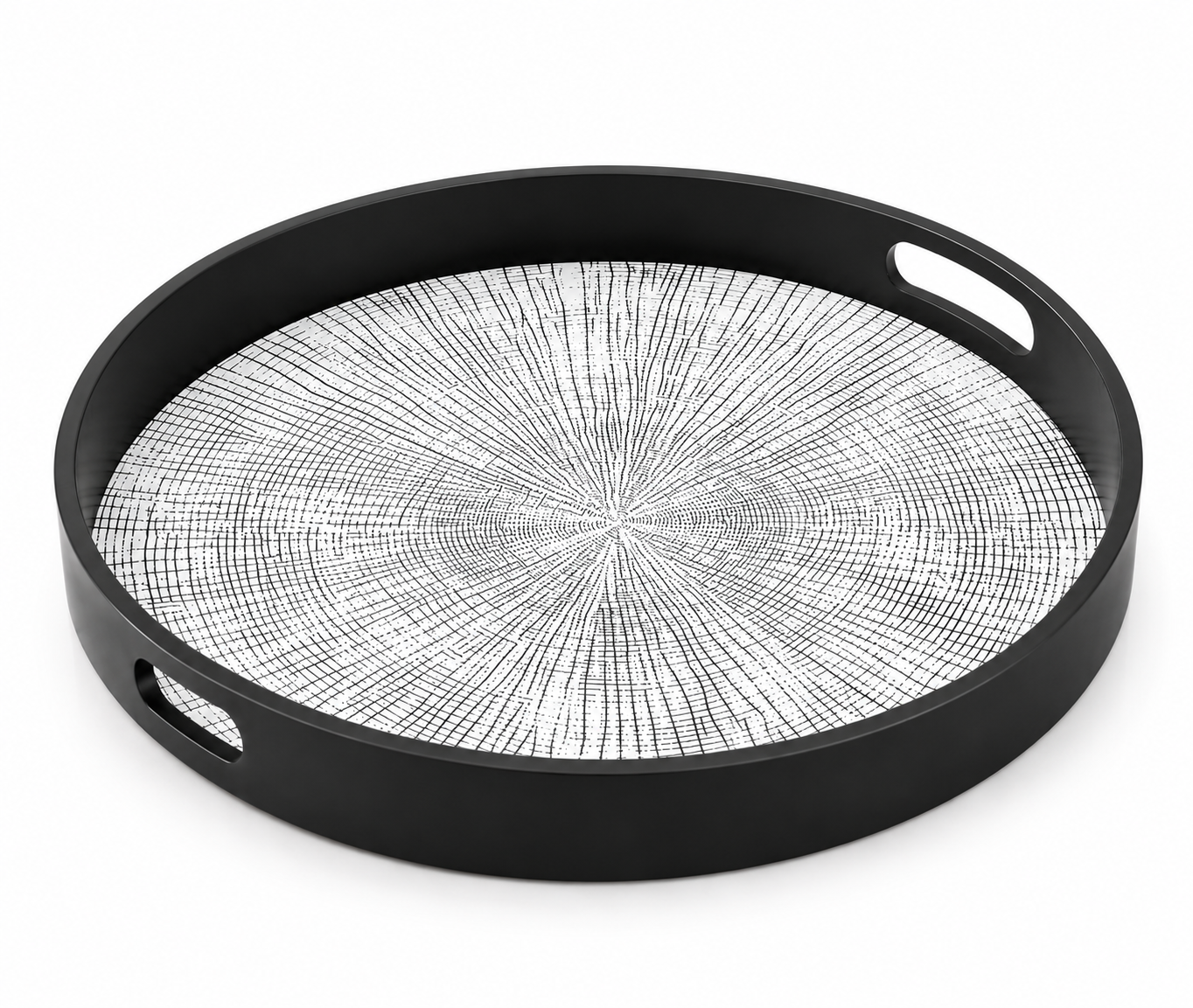 Wooden Serving Tray with Plexi Inner Top – Ø40 cm