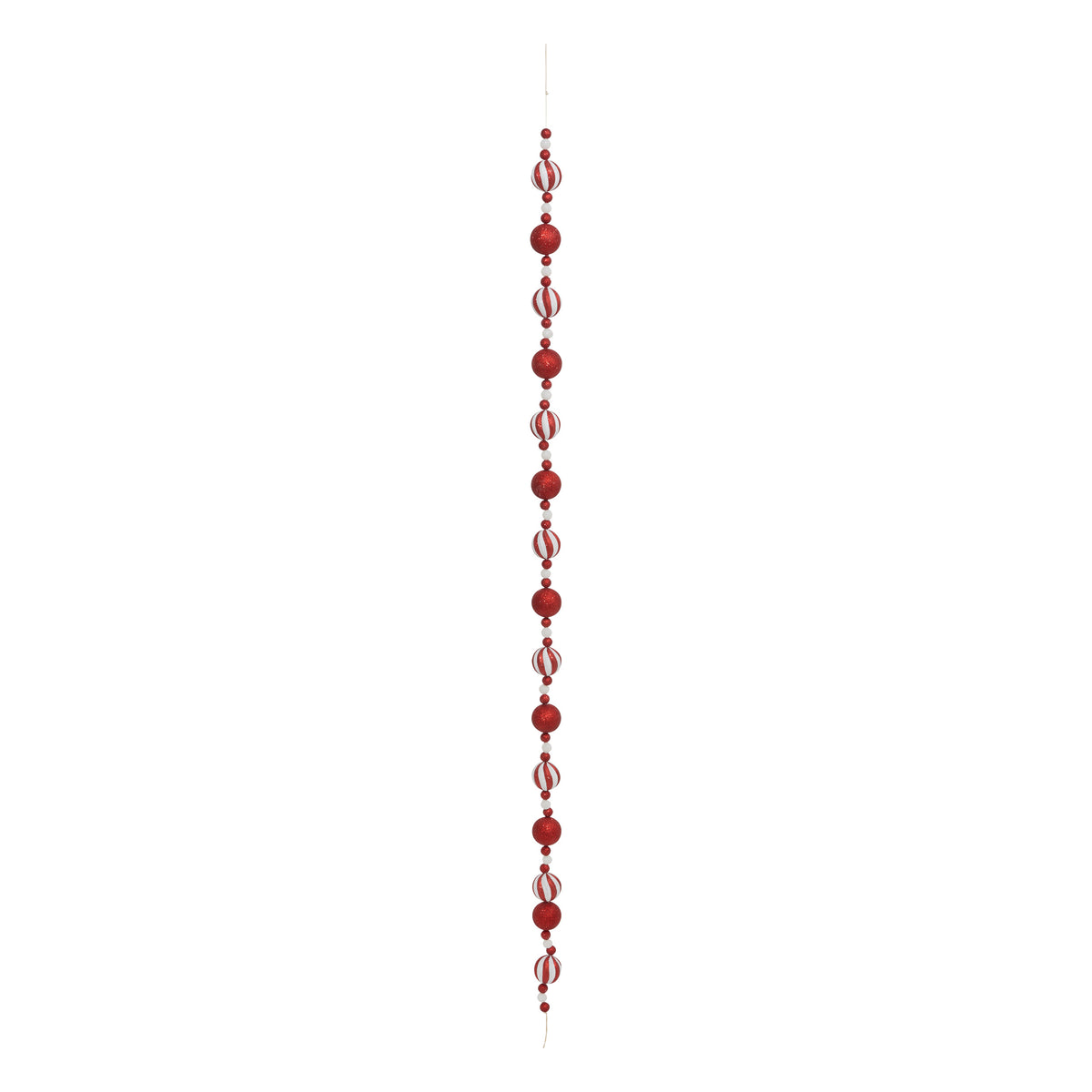 Polystyrene Ball Garland — 185cm Red & White Glitter Christmas Garland