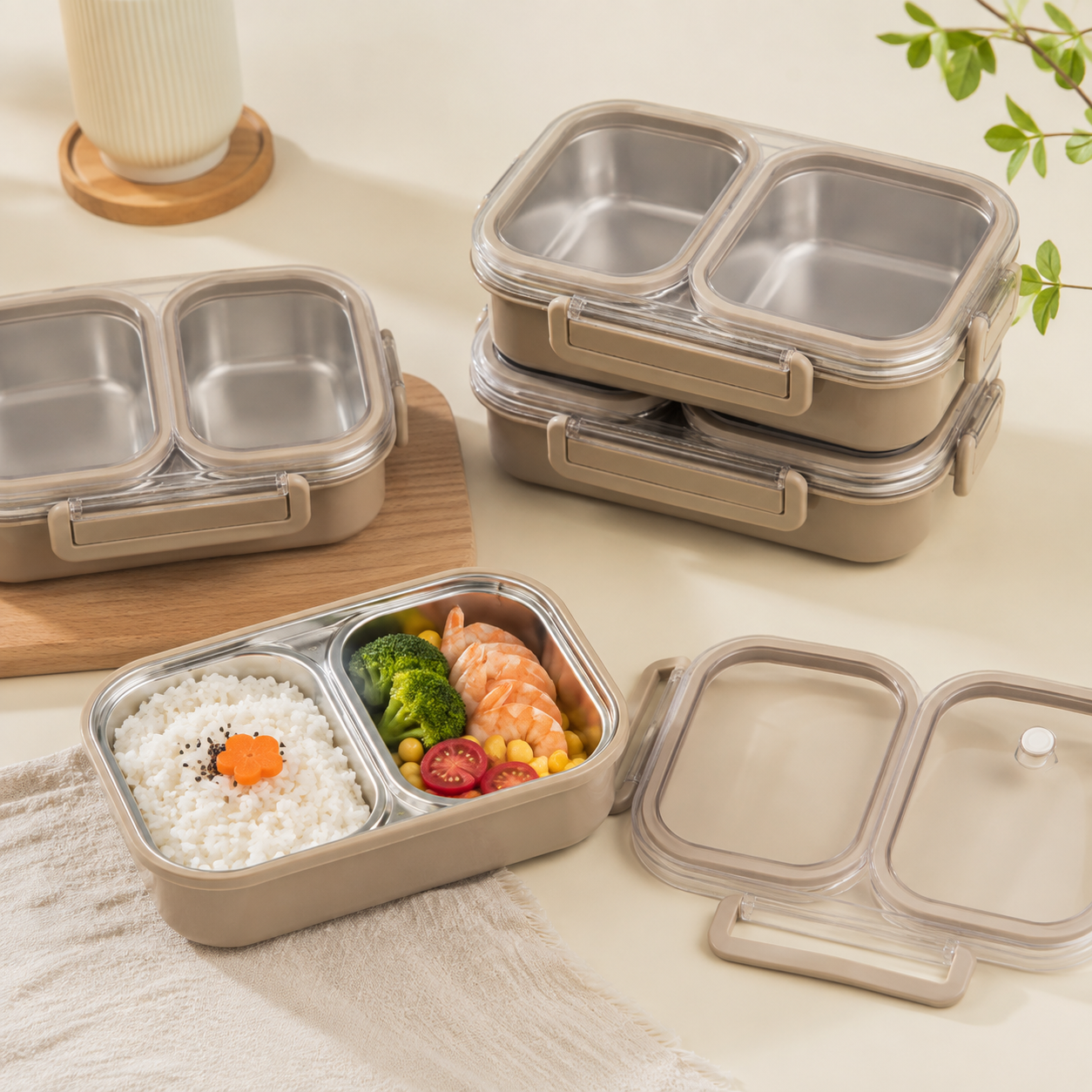 Stainless Steel 2-Compartment Food Container – 950 ml
