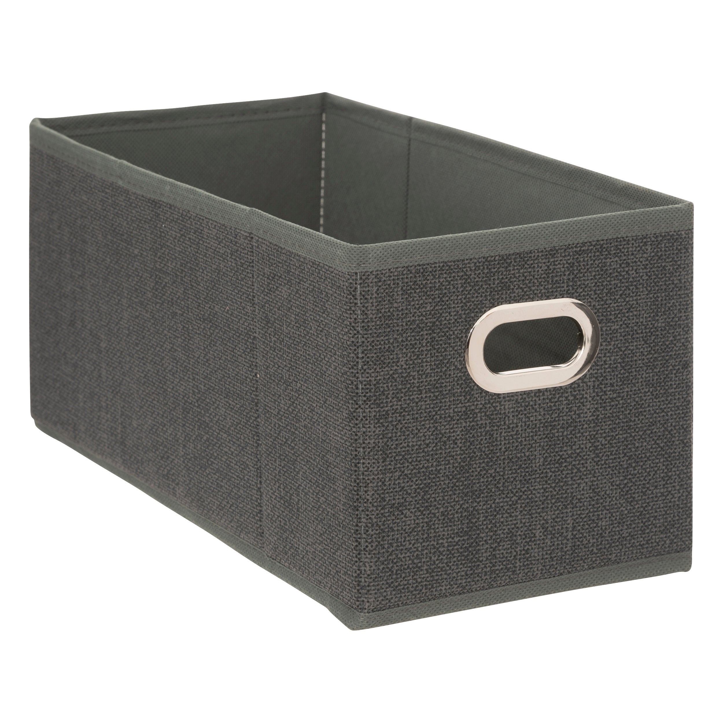 Linen Storage Box - Textured PP Fabric Organizer with Oval Metal Handle