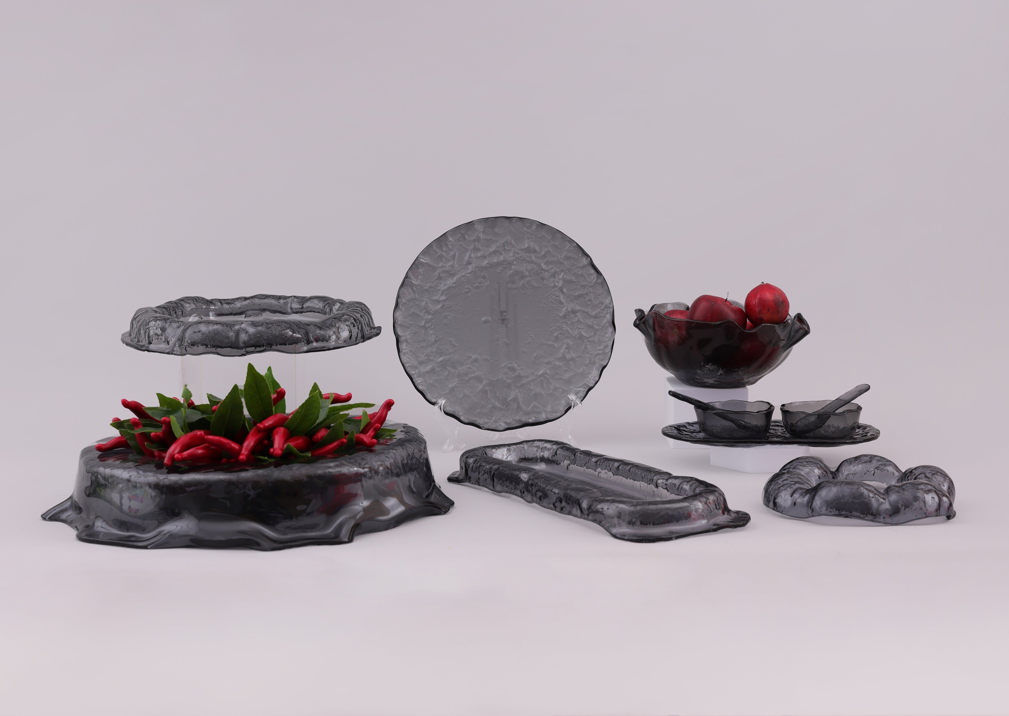 Handmade Black Glass Salad Bowl
