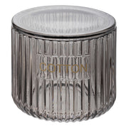 Glass Cotton Holder Gray Glass - Ribbed Jar with Lid