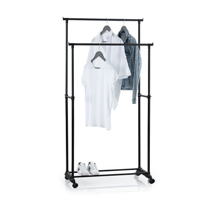Garment Rack with Double Hanging Rails & Wheels